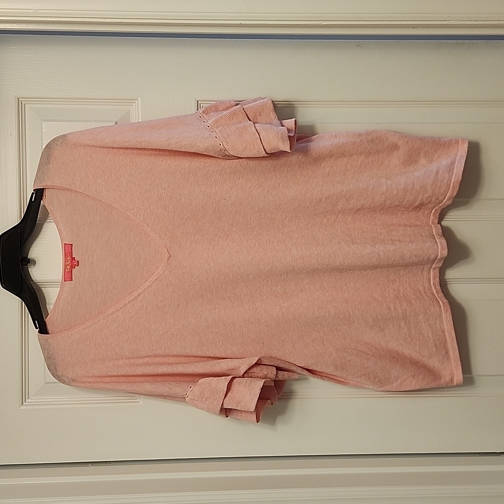 Lilly Pulitzer pink ruffle sleeve L sweater